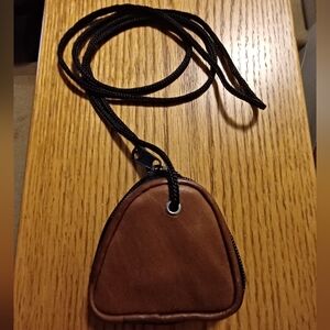 EUC UNIQUE Handmade Real Leather Double Zippered Neck Pouch